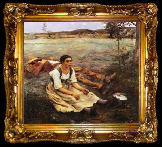 framed  Jules Bastien-lepage Hay-making, ta009-2
